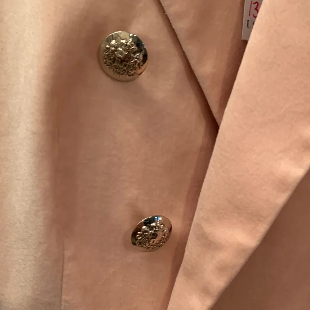 NWT White House Black Market Blush Velvet Holiday Double-Breasted Blazer 0 - Picture 4 of 11